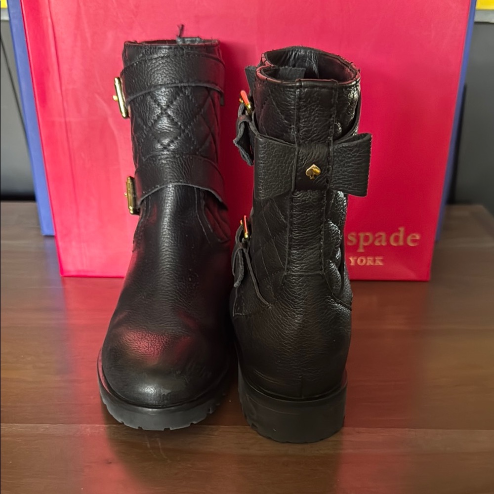 Kate Spade Quilted Black Moto Boots